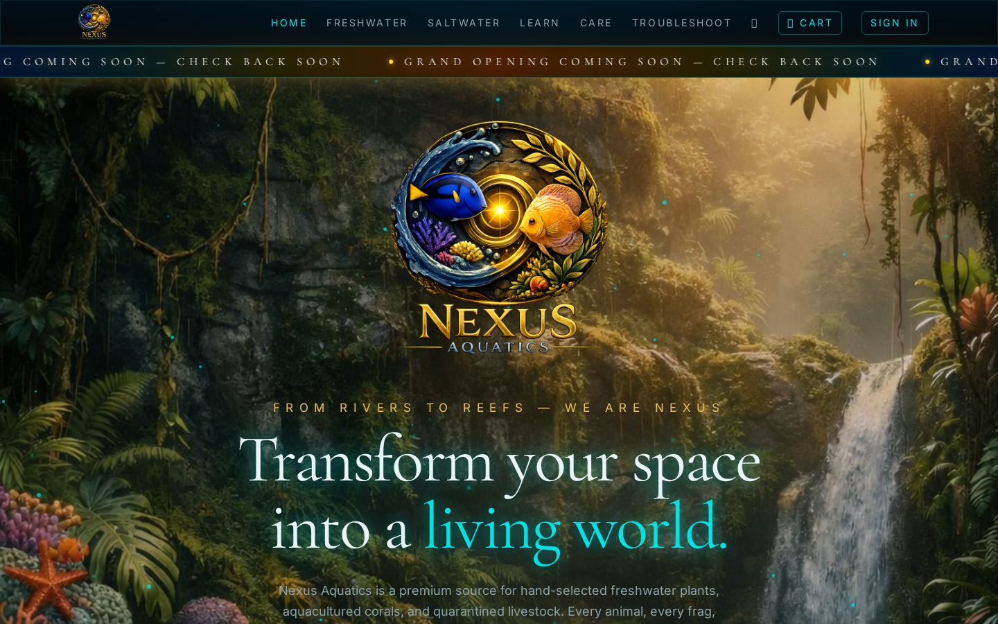 Nexus Aquatics homepage